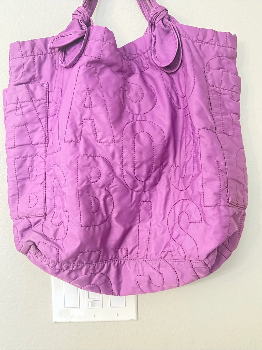Marc by Marc Jacobs Quilted Purple Nylon Tote with Knotted Straps